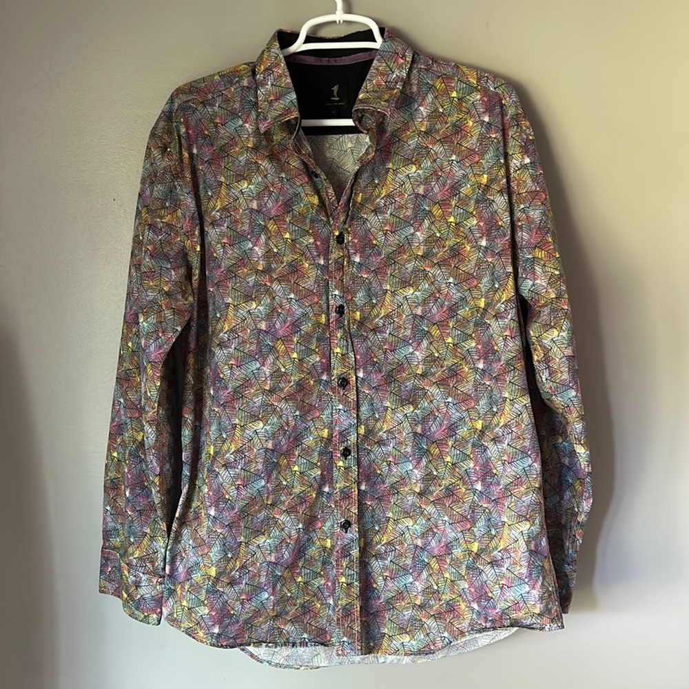 1 Like No Other Men’s Vibrant Pattern Long Sleeve Button Down